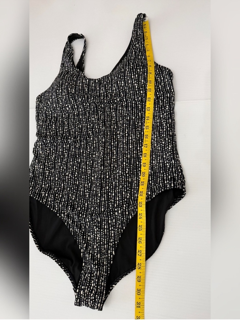 Athleta Black & White Dotted Stripe One-Piece Swimsuit